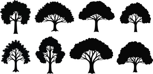 Black silhouettes of trees on white background symbol © Arifa