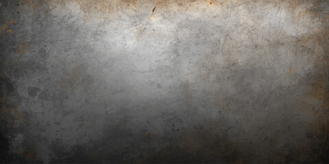 Obraz premium A dark aged metal plate with a rough grunge texture and dirty gray concrete surface patterns creates an old vintage industrial backdrop