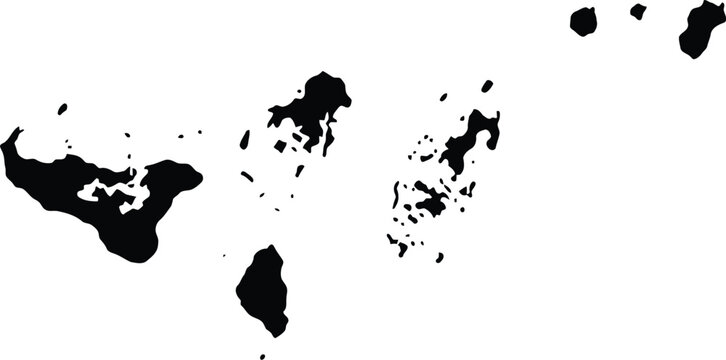 Detailed black silhouette map of the samoan islands archipelago on a white background.