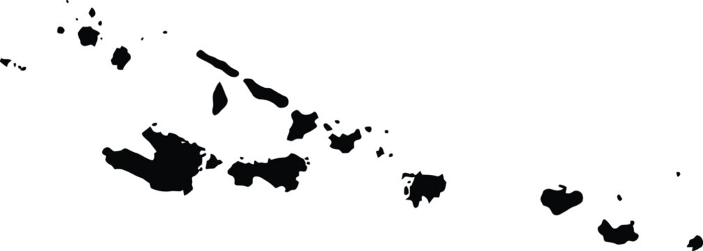 Black silhouette map of the solomon islands isolated on a white background for graphic design