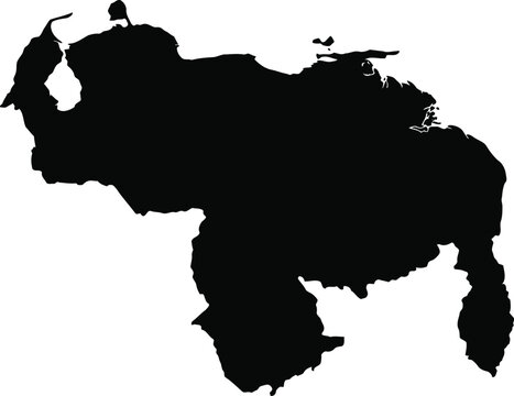 Detailed black silhouette of the venezuela map isolated on a plain white background.