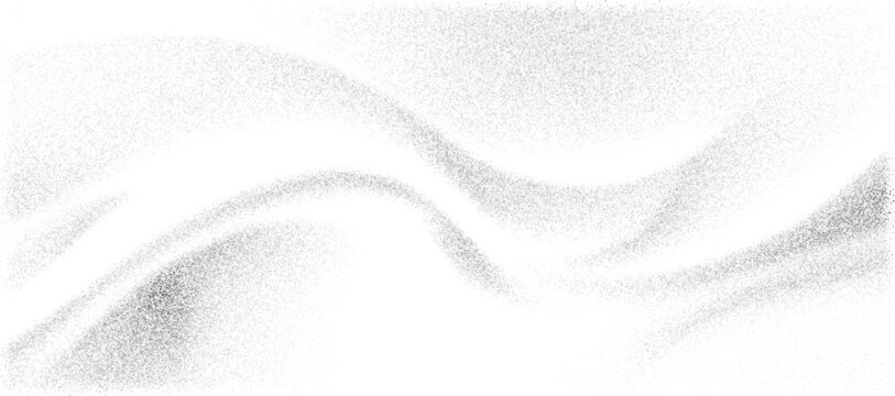 Abstract silver noise wave background vector with grain texture. Elegant white silk flow with grit and dust particles. Ethereal misty atmosphere with hazy fog and subtle gray gradient bg.