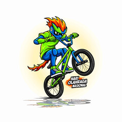 Fototapeta premium Mountain Bike Rider Cartoon Mascot