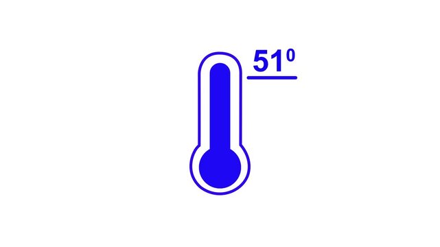 Neon glowing medical thermometer icon animation. That's indicates weather temperature 51 degree increase or decline. Thermometer equipment showing hot or cold weather.