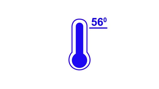 Neon glowing medical thermometer icon animation. That's indicates weather temperature 56 degree increase or decline. Thermometer equipment showing hot or cold weather.