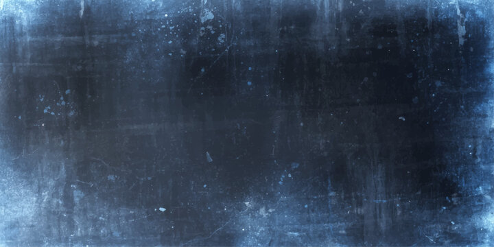 Rain streaks against a window pane over a dark blue grunge wall texture with a vintage chalkboard pattern on a rough surface