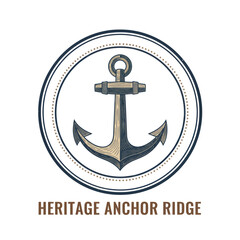 Vintage Nautical Heritage Anchor Circular Emblem