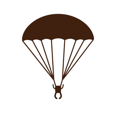 parachuter descends with open parachute in air  extreme sport