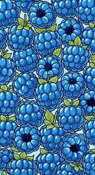 Vibrant Blue Raspberry Illustration - A Berry-Filled Delight.