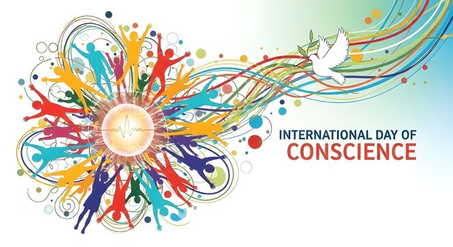 A vibrant artistic representation celebrating the global observance of international day of conscience
