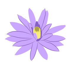 Fototapeta premium A stylized illustration of a purple lotus flower with a yellow center.