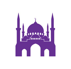 Fototapeta premium Purple mosque silhouette with domes and minarets on white background