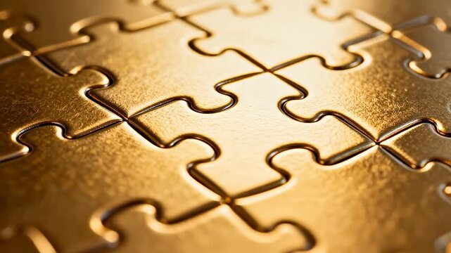 Golden puzzle pieces with missing piece