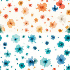 Fototapeta premium Vibrant Watercolor Flowers on White Background