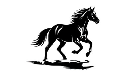 Obraz premium Galloping stallion silhouette graphic illustration for logo design.