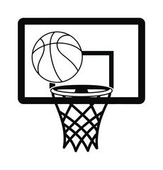 Simple Black and White of a Basketball Going Through a Hoop © Parvej stock