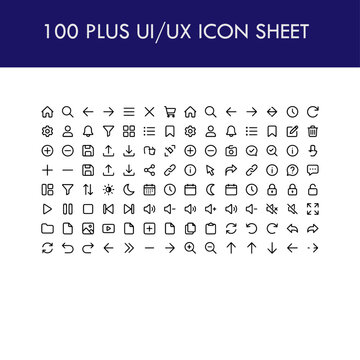 100 PLUS UI UX ICON SHEET- MINIMALIST ICON DESIGN