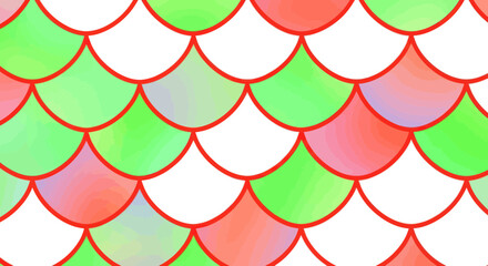 Seamless Mermaid Scale Pattern - Green, Pink, White Textured Background © Duren