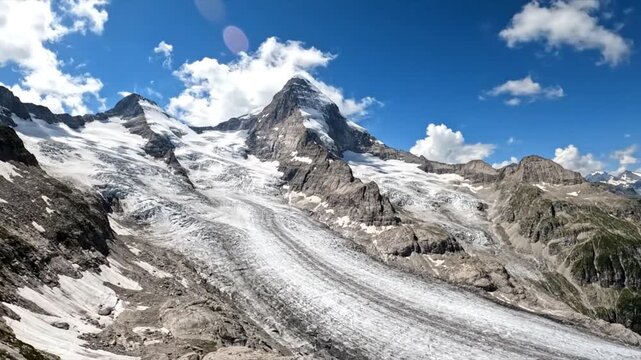 Majestic Glacier Landscape - A Stunning View of Ice and Mountains.