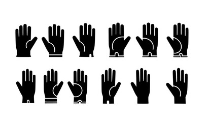 Fototapeta premium Glove Silhouette Icon Set Winter and Work Gloves Vector Collection