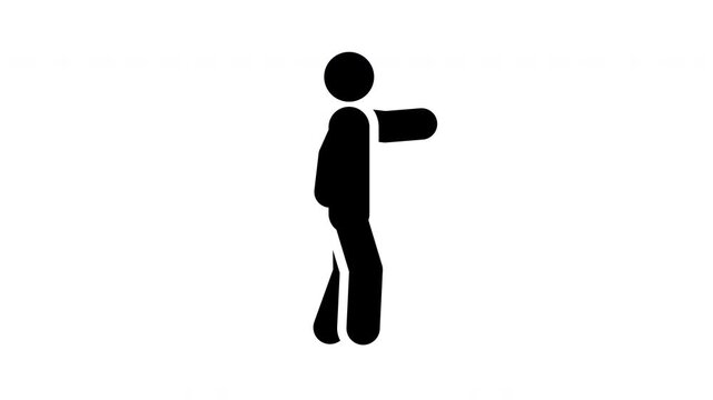 Animated Stick Figure Pointing Right Pictogram Seamless Loop Direction Instruction