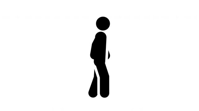 Animated Stick Figure Walking Pictogram Seamless Loop Basic Movement