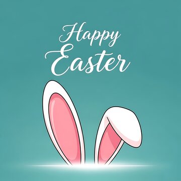 A digital illustration of bunny ears on an easter greeting card
