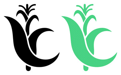 Fototapeta premium Simple, stylized corn plant illustration in black and green