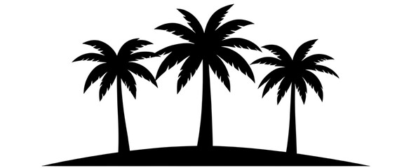 tropical palm trees silhouette isolated on transparent background, perfect for beach, summer, island and tropical themed designs, travel graphics and coastal illustrations. © Arun