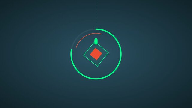 futuristic digital progress indicator animation displaying loading status then concluding with a vibrant green success confirmation mark perfect for