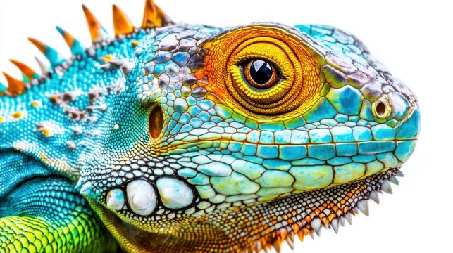 Close Up of a Vibrant Lizard's Eye and Scales