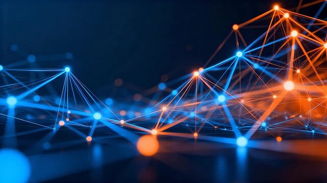 Abstract network of glowing nodes