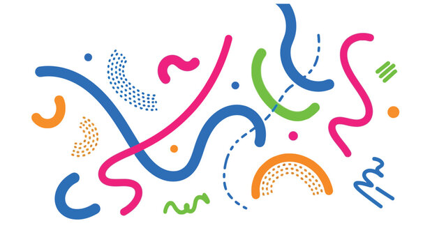 Set of colorful memphis style vector graphic elements