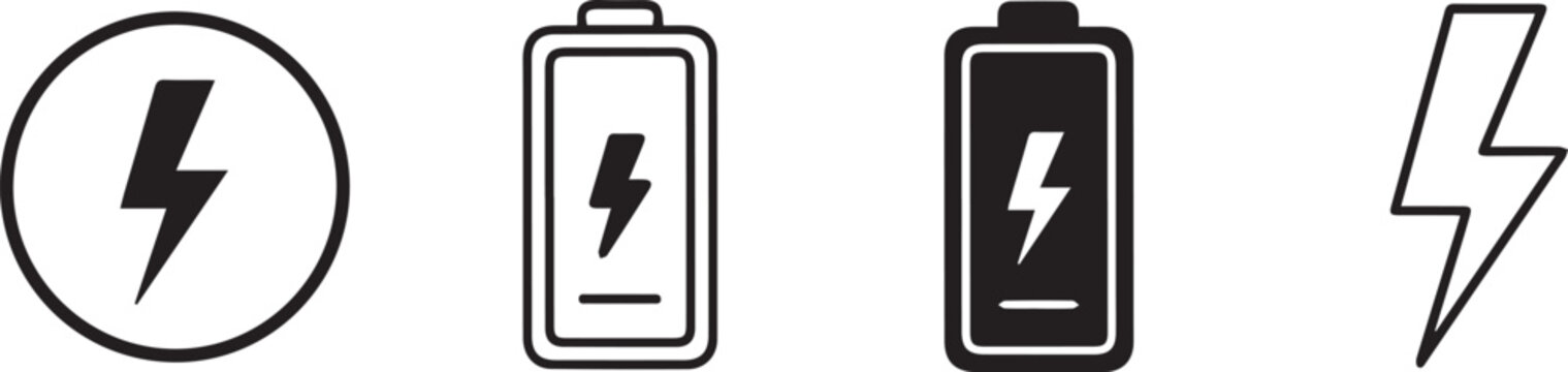 Battery and lightning bolt icons