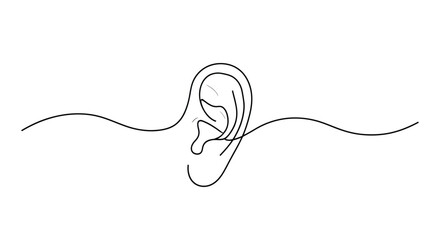 Obraz premium Minimalist single line drawing of a human ear