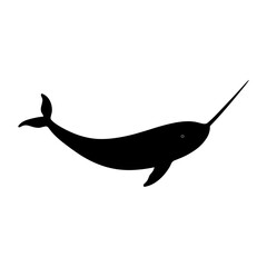 Silhouette of a Narwhal with a Long Tusk. © Erik
