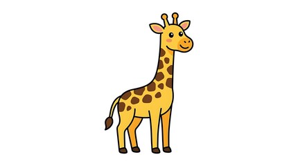 Obraz premium Cartoon giraffe standing alone.