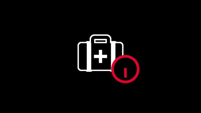 A medical first aid kit icon with a red clock represents an emergency response time or a limited duration for available health support services