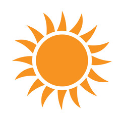 Naklejka premium orange sun symbol with rays isolated on white background