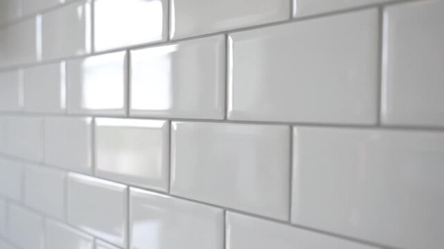 Elegant seamless white ceramic brick tile texture with clean grout line for modern kitchen backsplash bathroom wall interior design minimalist subway pattern decorative masonry architecture
