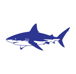 Fototapeta premium blue shark illustration side view swimming ocean predator fish