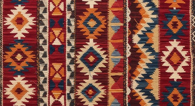 Vibrant Kilim Rug - A Colorful Display of Geometric Patterns.