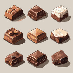 Obraz premium pieces of chocolate , vector style simple color
