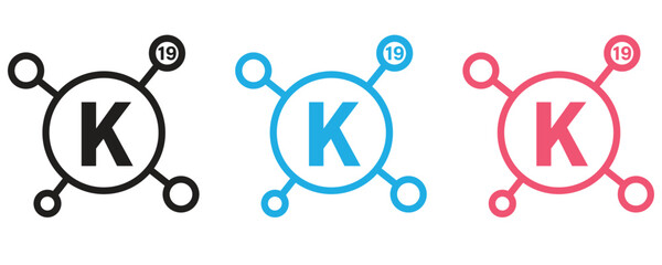 Potassium icon vector set, potassium icon sign symbol flat trendy vector illustration isolated on white background.