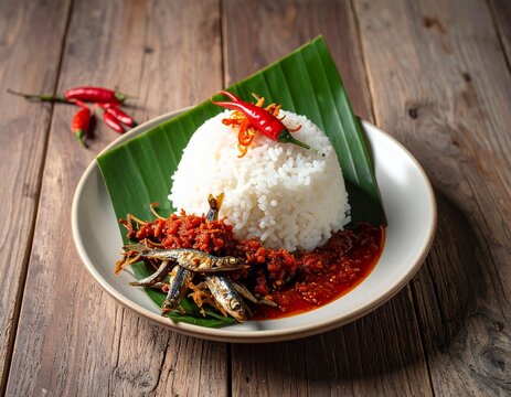 Nasi Putih with Sambal Teri Crispy Anchovies and Chili Paste