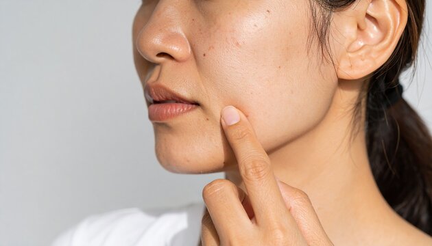 シミや肌荒れに悩む素肌のリアルな表情