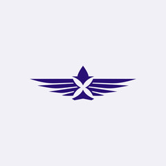 Obraz premium air travel agency logo, wing symbol of a Jet airplane tail. transport, logistics icon.
