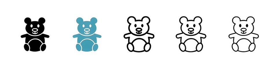 Obraz premium Teddy bear line icon vector set. Thin line customizable illustration. Contour symbol. Vector isolated outline drawing. Editable stroke