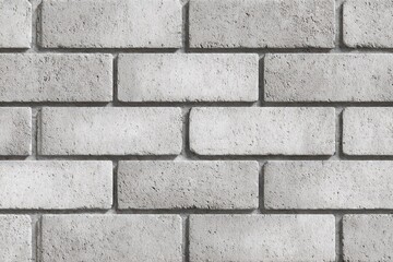 Obraz premium Close-up Textured Gray Brick Wall Seamless Pattern Detailed Exterior Building Facade Surface Rough Concrete Stone Blocks Rough Finish Construction Material Background