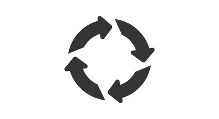 Four black arrows arranged in a circular pattern symbolizing renewal and continuous processes silhouette high quality © AL-AMIN
